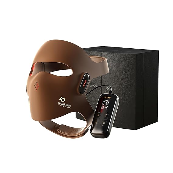 JOVS Red Light Therapy Mask for Face, LED Light Therapy Mask with 4D Laser & FPT Narrow-Beam Technology, 6 More Powerful than LED, 660/850/940/1064nm for Precision Anti-Wrinkle,Brown