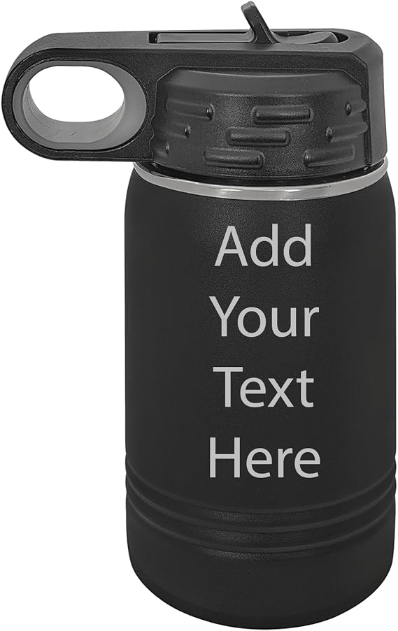 Customized Polar Camel 12 oz. Water Bottle Personalized With Your Text (Black)