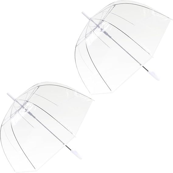 ThreeH 2 Pcs Clear Bubble Umbrella Adult Automatic Open Dome Shaped