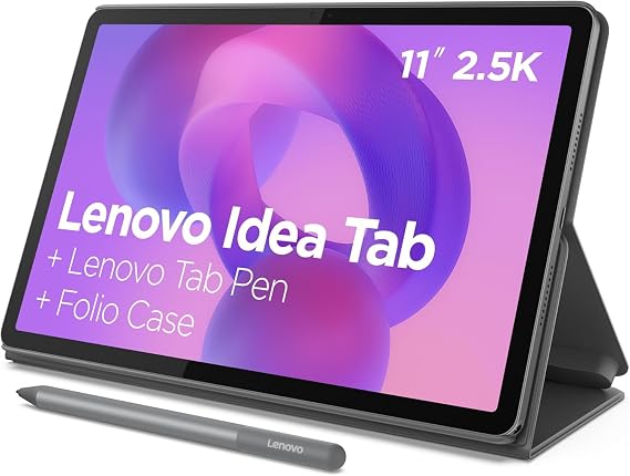 Lenovo 11 Idea Tab, 2.5K IPS Touchscreen, 90Hz, MediaTek Dimensity 6300, 8 GB Memory, 256 GB Storage, Student Tablet, Tab Pen and Folio Case