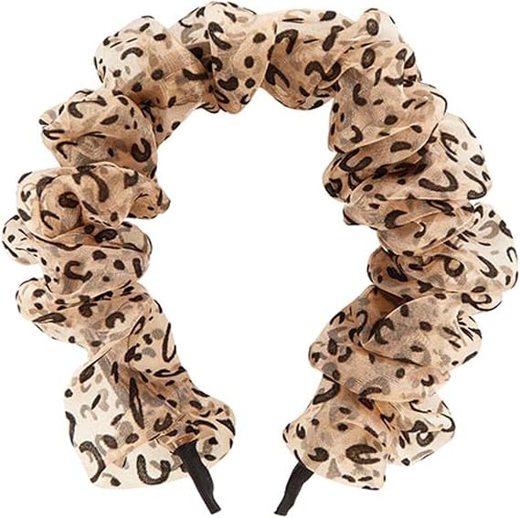 Pomchies Headband Super Soft Stretchy Satin Chiffon Hairband, One Size Fits Most, Cheetah Print