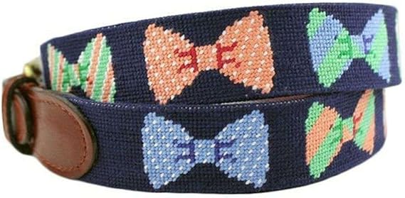 Bow Tie Needlepoint Belt in Navy by Smathers & Branson