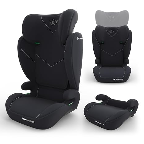 Kinderkraft I-SPARK 2 PRO Child Seat 100-150 cm i-Size R129 2-in-1 Booster Seat 10-Way Adjustable Headrest H-GUARD and SPS 3-Point Belt Assembly without ISOFIX Black