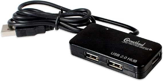 Connectland CL-HUB20033 Ultra Slim USB 2.0 4 Port Hub for Desktop and laptops Black