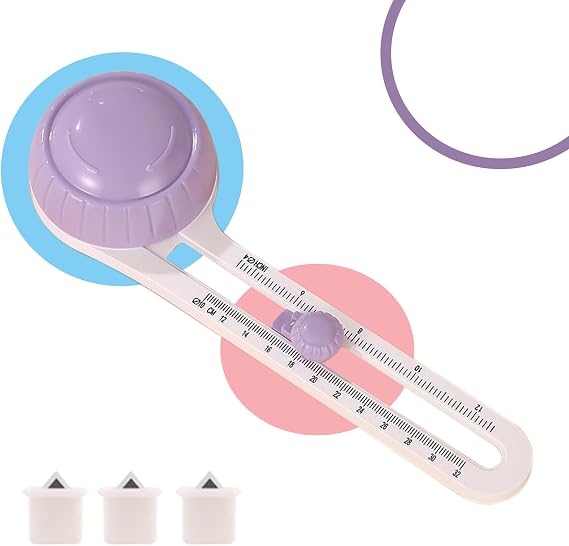 Circle Cutter, Circle Cutters for Crafts, Rotary Paper Cutter with 3 Blades, Trimmer Tool for Scrapbooking Card Making, 4'' to 12.5'' Cutting Diameter (Purple)