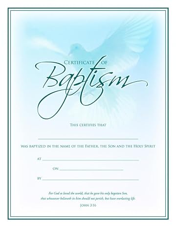 Baptism Certificate (Pk of 6) - Coated, Full Color