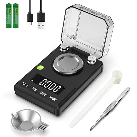Digital Milligram Scale 100gx0.005g Precision Scale for Jewelry, Coins, Gemstones, Powders & Medicine (Tare & Counting Function, Wide LCD Display, 0.1gn High Precision) Mg Scale, Black Color