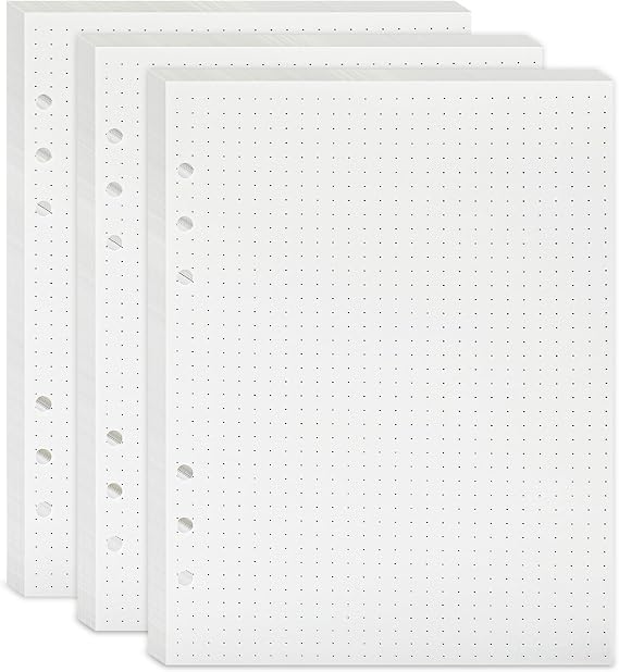 A5 Paper Dotted A5 6 Ring Binder Planner Inserts 135 Sheets Refill Paper Refillable Refill Paper Refill Inserts for Notebook Sketch Diary Painting Bullet Journal