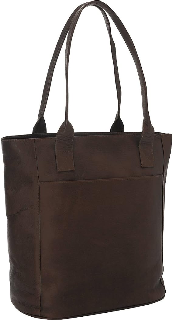 Piel Leather X-Large Laptop Tote Bag, Chocolate, One Size