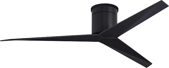 Matthews Fan Company EKH-BK-BK Eliza Damp Rated 56" Flush Mount Ceiling Fan with Remote & Wall Control, Silent DC Motor, Matte Black