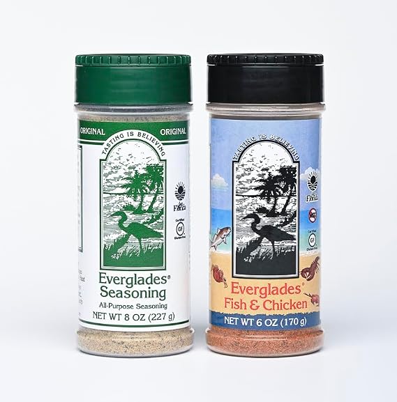 Everglades Seasoning - Southern - 14 oz 2 Pack Fish & Chicken/All Purpose | Gluten Free, Granulated Blend, Seafood And Poultry Rub, Grill And Fry Use, Made in Florida, Room Temperature Storage