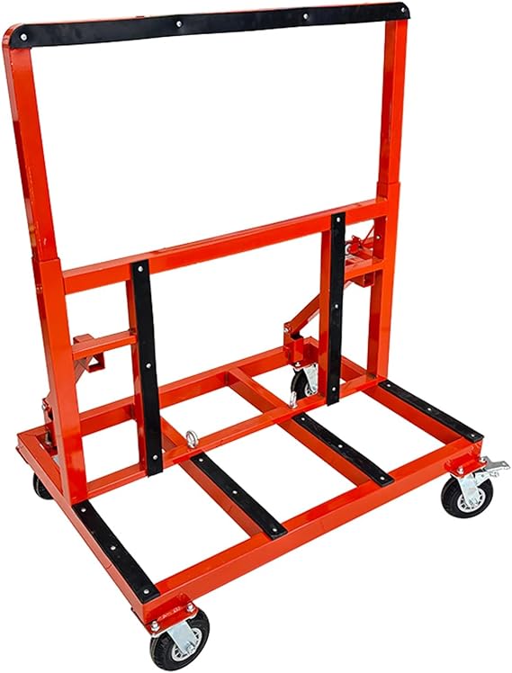 Folding Drywall Cart with 6"/8" Rubber Casters (2 with Brakes), Sheetrock Cart, Panel Dolly, 800kg/1700 Lbs Load Capacity, Ideal for Garage, Home, Warehouse(20cm/8")