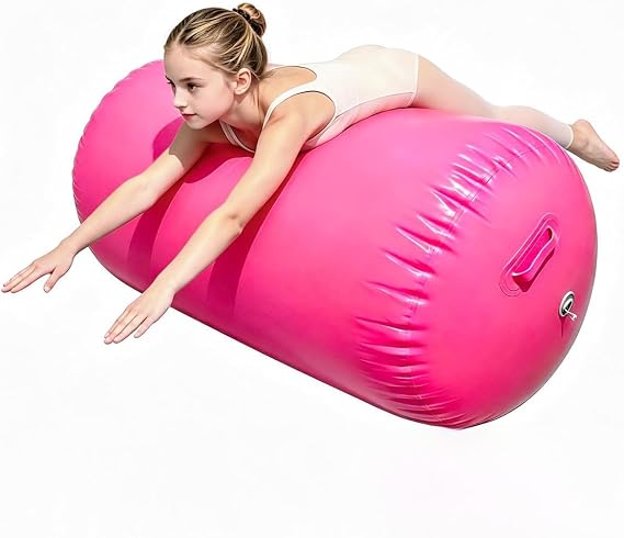 Air Roller Gymnastics 60x120cm/80X120cm, Backhandspring Training Inflatable Air Barrel Gymnastics Roller for Tumbling Cheerleading Training Yoga Gym with Manual Air Pump