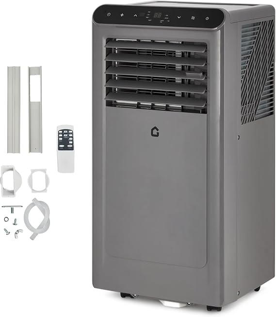 10000 BTU Portable Air Conditioners, 3-In-1 Portable AC Unit Up to 450 Sq.Ft, Quiet Air Conditioner With Fast Cooling/Energy Saving/Remote Control/24Hrs Timer for Bedroom, Office, Apartments, Grey