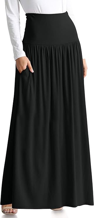 Simlu Maxi Skirts for Women Ankle Length Skirt Casual Long Skirt High Waisted Maxi Skirt Reg and Plus Size Skirt Long Skirt