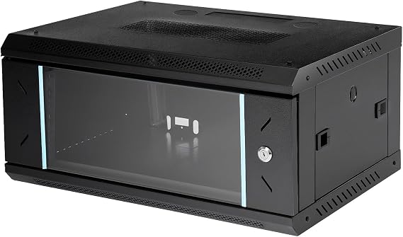 4U Wall Mount Server Rack Cabinet Enclosure, Network Server Cabinet Enclosure Rack with Glass Locking Door 110 lbs Max for Offices & Data Centers (23.62"x17.72"x9.45")