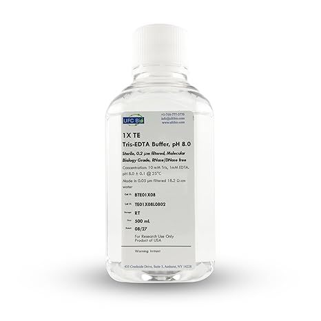 1X TE Buffer, pH 7.6 - Molecular Biology Grade - RNase/DNase Free, Sterile, 0.22um Filtered - 500mL