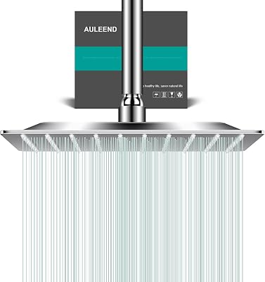 Square Rain Shower Head, High Flow Stainless Steel,Work with any decorative style,All Metal Rainfall Shower Head Chrome, 10