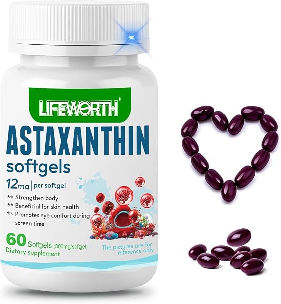 Astaxanthin Supplements 12mg | Supports Healthy Skin Radiance,Astaxanthin Antioxidant Supplement from Natural Haematococcus Pluvialis DeDyte