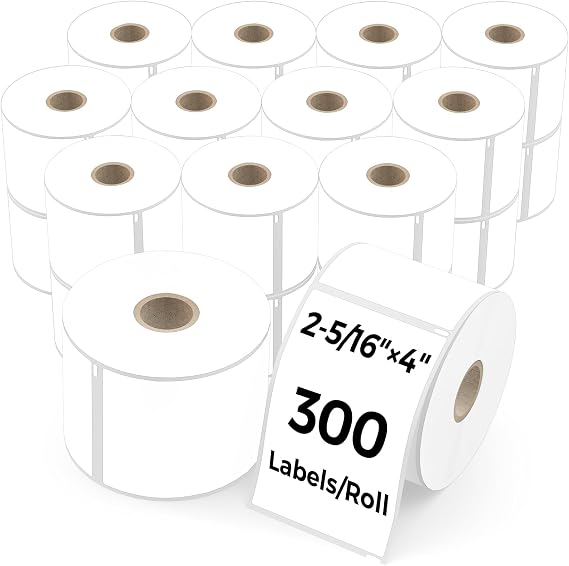 24 Rolls Thermal Shipping Labels Compatible for Dymo 30256 (2 5/16" x 4") | 7200 Pcs White Multipurpose Labels Perforated Fits for Labelwriter 450, 450 Turbo, 4XL Printers (NOT for 550, 5XL)