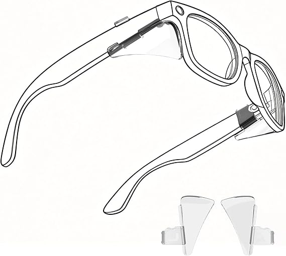 HiBloks Safety Glasses Side Shields for Ray-Ban Meta Wayfarer/Skyler/Headliner (Gen 2) & Oakley Meta HSTN Smart Glasses Accessories, Lightweight, Comfort and Don't Affect Charging (Transparent)