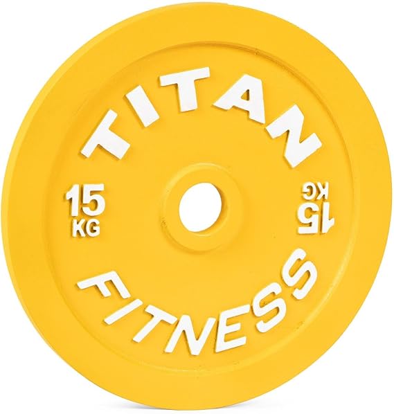 Titan Fitness Olympic Calibrated Steel Powerlifting Plates, Machine Precision Steel Discs