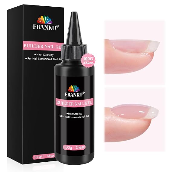 EBANKU 100g/3.5oz Builder Gel for Nails, 7 in 1 Clear Builder Nail Gel Strengthener UV Nail Enhancement Building Apex for Nail Extension DIY Home Salon, Pointed Bottle