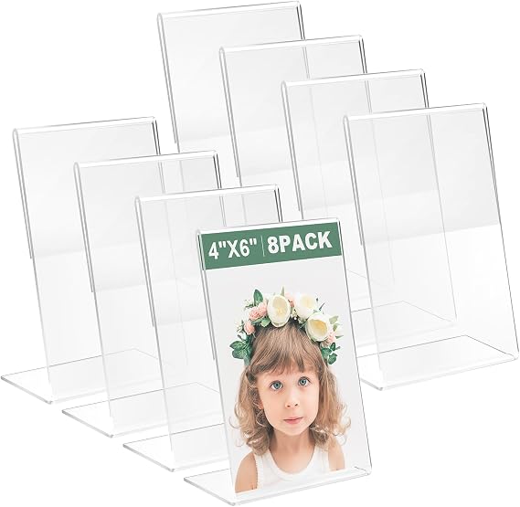 Lechay 8 Pcs 4x6 Inch Clear Acrylic Photo Frame Scratch-Resistant & Multi-Scene Styling Frame Display Pictures for Home,School,office Clear Memories