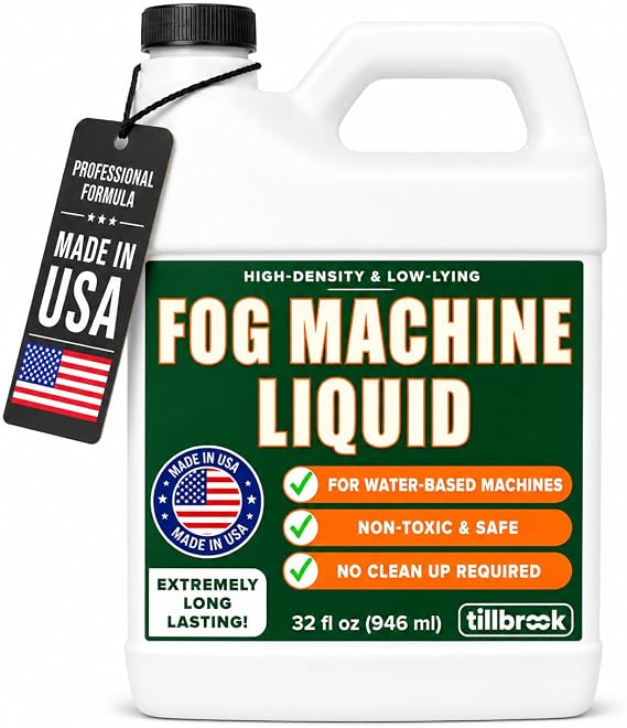 Fog Machine Liquid, 32 oz, High-Density, Long-Lasting, Water-Based Formula | Universal Ready-to-Use Fog Juice Solution for Spooky Halloween Parties, Haunted Houses, Concerts - Made in USA