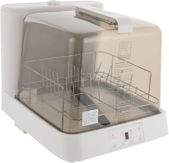 Portable Countertop Dishwasher, White & Brown Mini Dishwasher with 360 Rotation Spray, 5 Wash Programs, 800W Automatic Dishwashing Machine for Small Households, Apartments, RVs, Boats