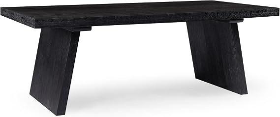Maven Lane Wood Coffee Table, Contemporary Accent Table, Living Room Furniture, Modern Wire Brushed Finish, Family Room Table, Indoor Furniture, Rectangle Table, 48" x 24" x 17" Marcella, Aged Black