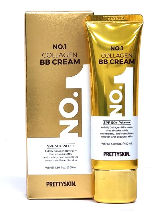 PRETTYSKIN Collagen BB Cream Hydrating Korean Makeup Base for Natural Glow & Smooth Appearance Lightweight Daily Face Tint with Hydrolyzed Collagen & Botanical Extracts (1.69 fl.oz.)
