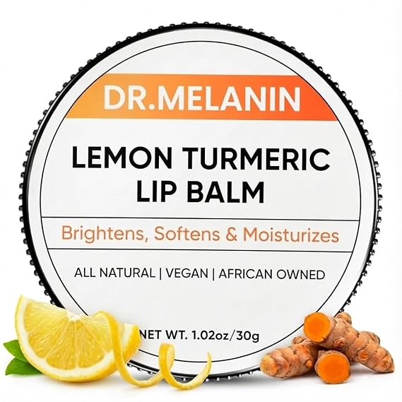 Dr. Melanin Lemon Turmeric Lip Balm for Dark Lips - Dermatologist-Founded Natural Moisturizer, Brightens & Evens Lip Tone, Best for Smokers, Dry Chapped Lips, Vegan, 1.02 oz