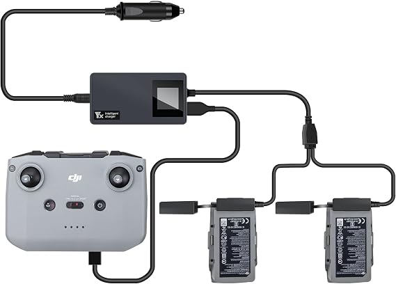 Hanatora LCD Battery Car Charger for DJI Air 2S,Mavic Air 2 Drone, Charge (2xUSB + 1 x Battery),12v Rapid Charging Hub Accessories