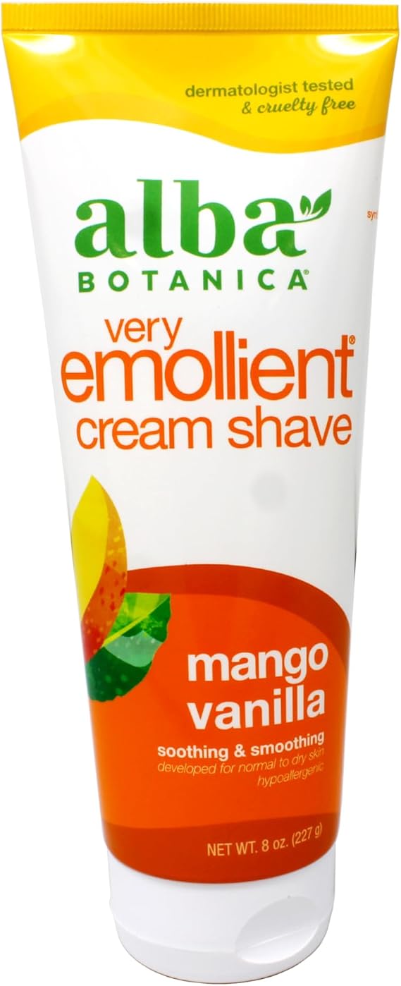 Alba Botanica Moisturizing Cream Shave oz, Paleblue, Mango Vanilla, Mango Vanilla, 8 Ounce