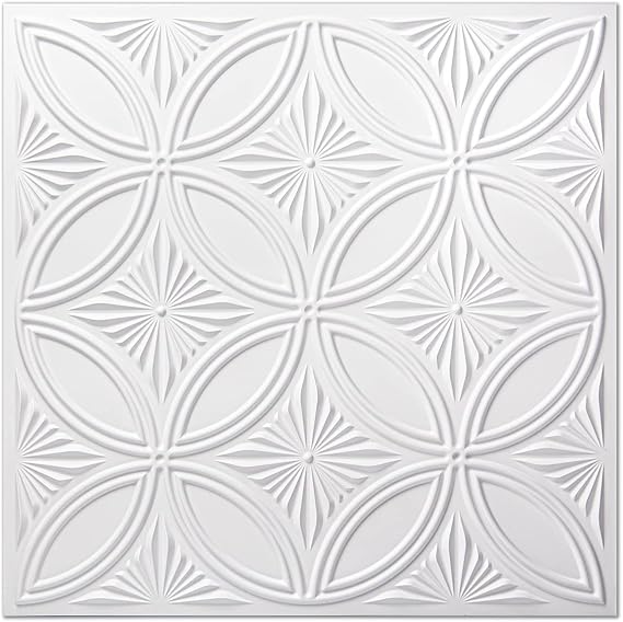Art3d Decorative PVC Drop Ceiling Tiles, 2 x 2 ft, 12-Pack, White