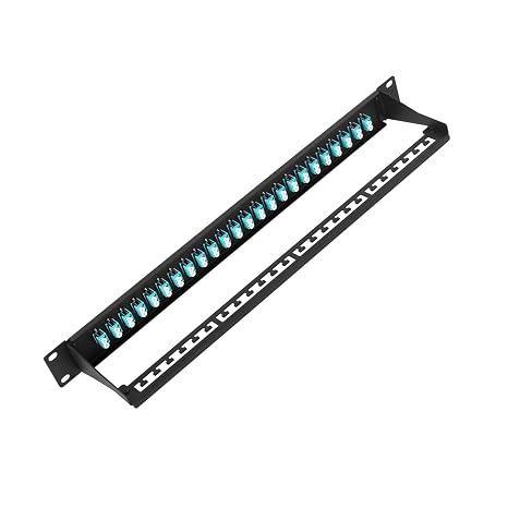 1U Fiber Patch Panel with 48 LC OM3/OM4 Multimode Fiber Optic Couplers Connectors, 1pack
