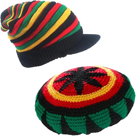 Rasta Jamaican Reggae Hat,Crochet Wool Beanie,Warm Knit Skull Cap Winter
