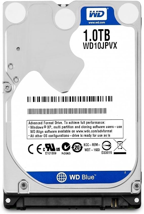 WD 2016 Blue 1TB 2.5" Internal Laptop SATA 6Gb/s Hard Drive 9.5mm Height 5400RPM Model WD10JPVX
