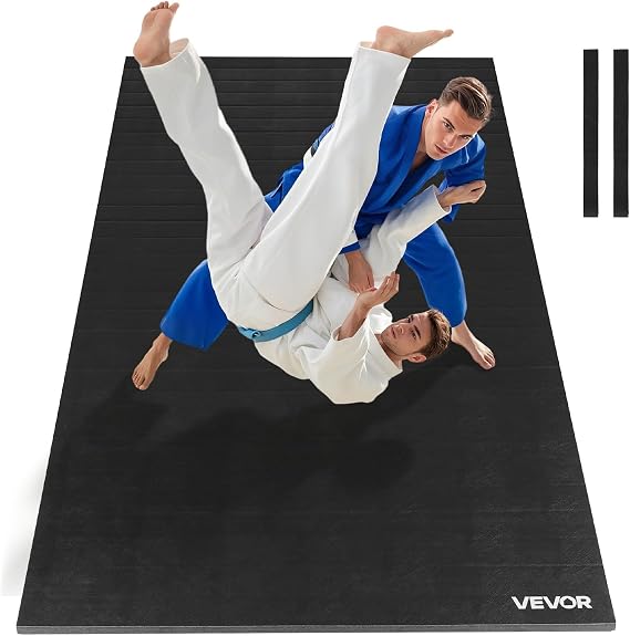 VEVOR Wrestling Mat, Martial Arts Thick Mat for Home Gym Exercise, PVC or Inflatable Training Mats with Circles,for Gymnastics, Tatami, Jiu Jitsu BJJ MMA Judo, Black