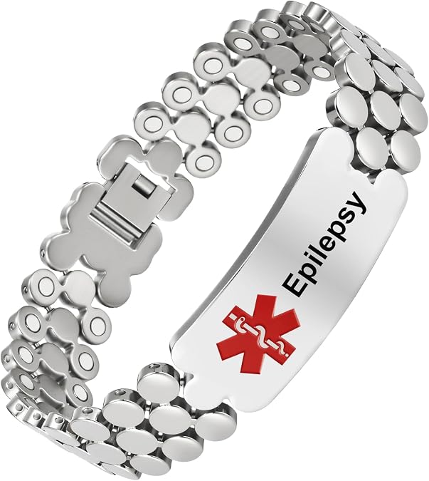Magnetic Bracelets for Men, 8.7in Pure Titanium Steel Sliver Bracelet with Magnet Germanium & Far Infrared Rays, Energy Wristband, Gift for Husband Boyfriend