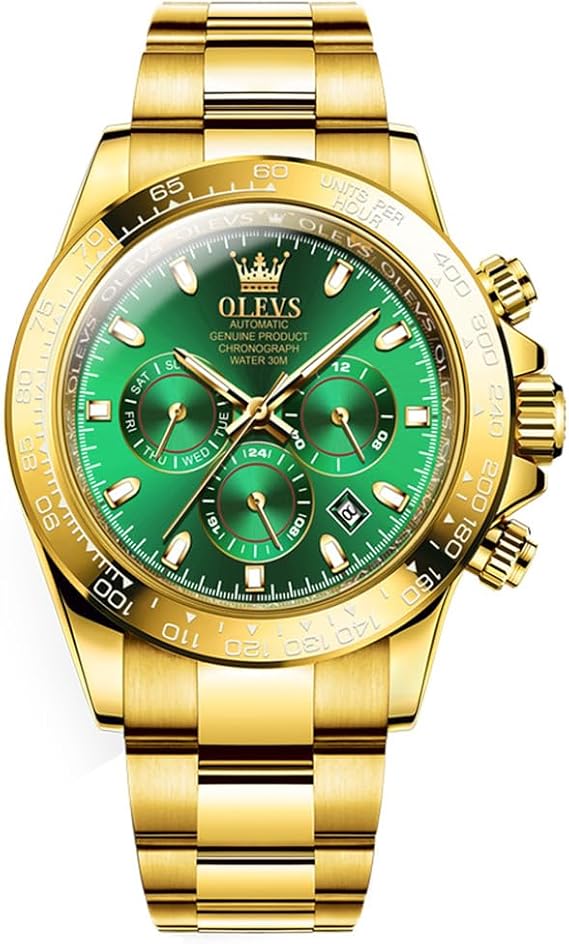 OLEVS Men's Watches Black Stainless Steel Strap Quartz Watch Men with Diamond Date Waterproof Luminous Classic Elegant Wrist Watch Gift