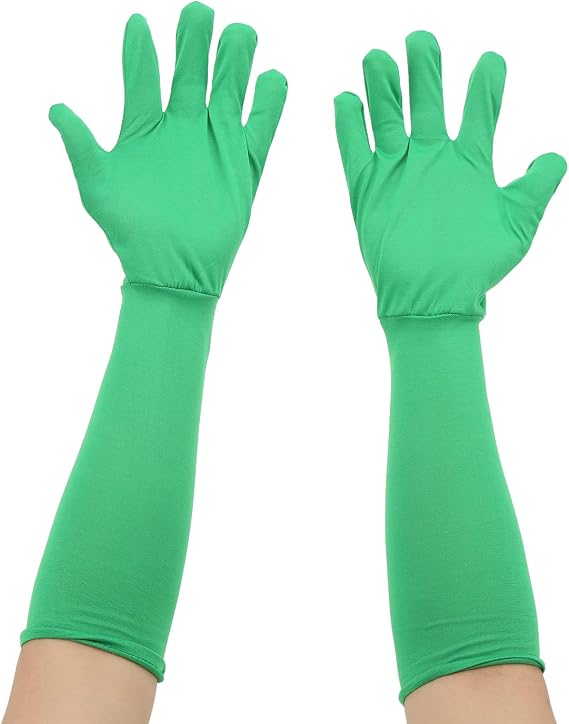 Luqeeg Universal Green Screen Gloves, Adults, Photographers, Videographers, Unisex Adult, Milk Silk, Green, Gloves