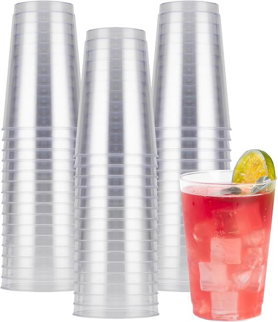 Goodluck 50PCS 12oz Clear Plastic Cups for Party, Disposable Clear Cups