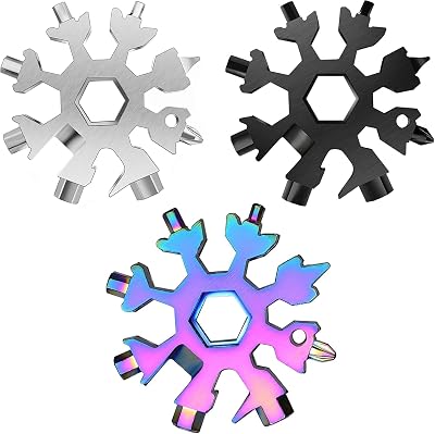 3 Pack 18-in-1 Snowflake Stainless Steel Multi Tool, Portable and Durable Screwdriver Compact Snowflakes Multitool for Bottle OpenerOutdoor CampingKeychain for Christmas
