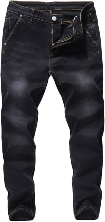 Andongnywell Men's Loose Stretch Denim Pants Elastic Waist Loose Fit Jeans Stretchy Casual Solid Trousers