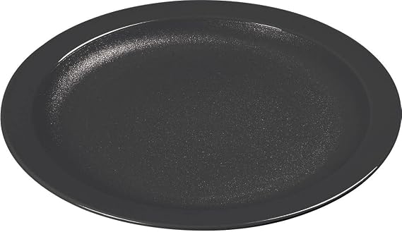 Carlisle FoodService Products Reusable Plastic Plate Dining Plate with Narrow Rim for Home and Restaurant, Melamine, 6.5 Inches, Black, (Pack of 48)
