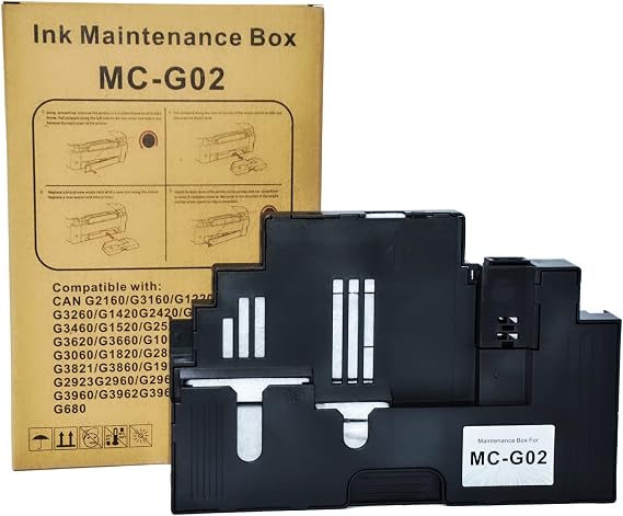 INK+ MC-G02 Maintenance Cartridge Waste Collector Unit with New Chip Compatible for Canon PIXMA G2160 G3160 G1220 G2260 G3260 G3360 G1420 G2420 G620 Printers Waste Maintenance Tank (1 Pack)