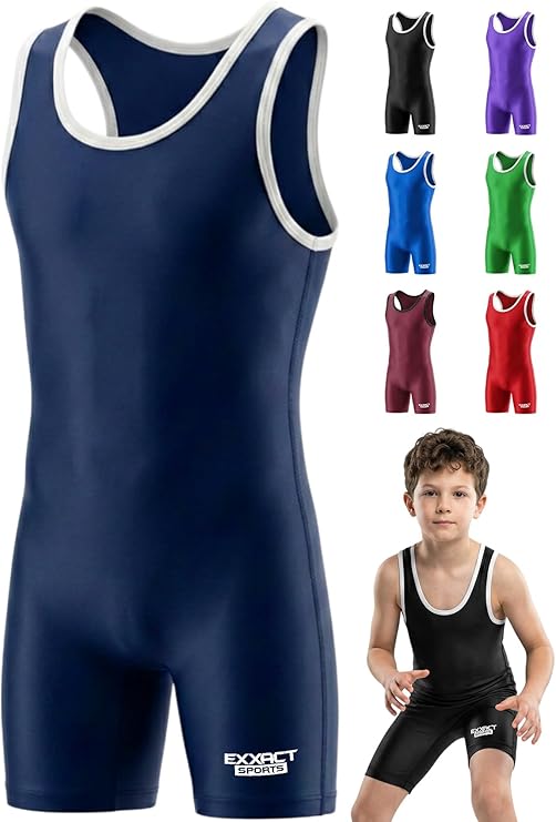 Exxact Sports Plain Wrestling Singlet, Powerlifting Singlet Youth Wrestling Singlet Men for Training (Unisex Adult/Youth)