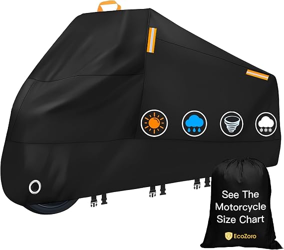 300D Heavy Duty Motorcycle Cover Waterproof Outdoor Storage